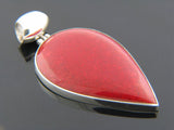 Red Coral Teardrop .925 Sterling Silver Pendant