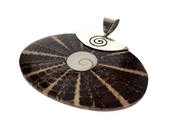 Nautilus Shell Spiral .925 Sterling Silver Pendant - Essentially Silver Jewelry