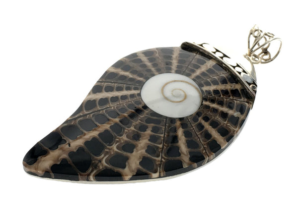 Spiral shell .925 sterling silver pendant