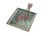 New Zealand Stamp in .925 Sterling Silver Pendant