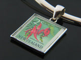 New Zealand Stamp in .925 Sterling Silver Pendant