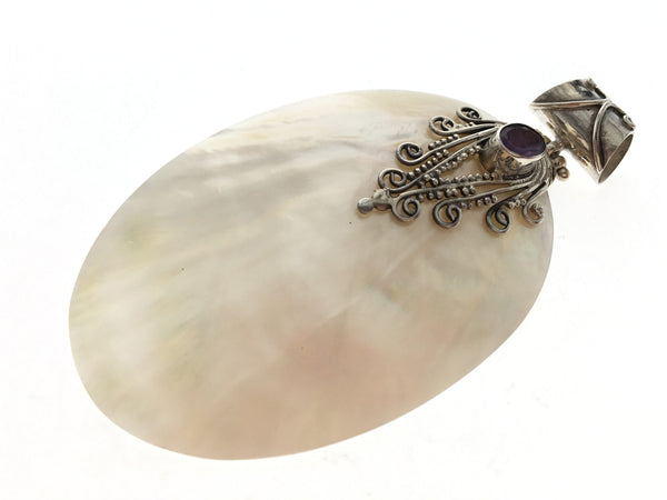 Mother of Pearl with Amethyst Sterling Silver Pendant