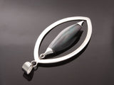 Silver Oval Framed Hanging Shell Petal Sterling Silver Pendant