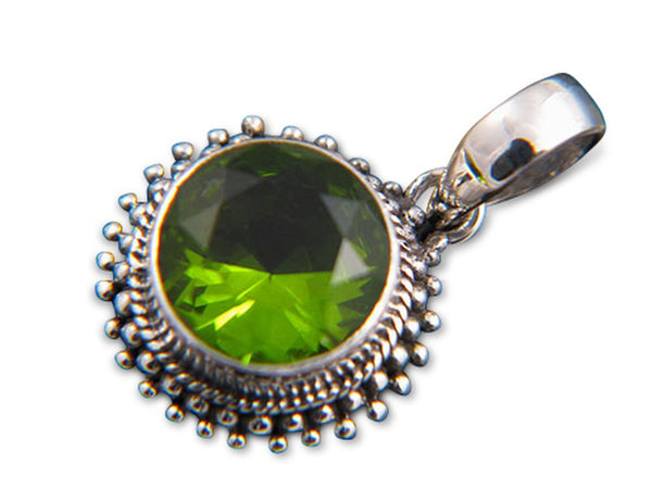 Peridot Framed Dotted Sterling Silver Pendant - Essentially Silver Jewelry