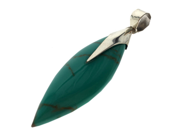 Turquoise Spear Resin Sterling Silver Pendant - Essentially Silver Jewelry