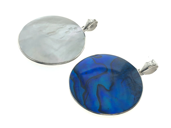 Paua Dyed Blue Mother of Pearl Double Sided Pendant