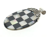 Mother of Pearl Checkered Shell Sterling Silver Pendant - Essentially Silver Jewelry