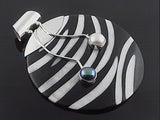 Shell Zebra Stripe and Pearl Sterling Silver Pendant