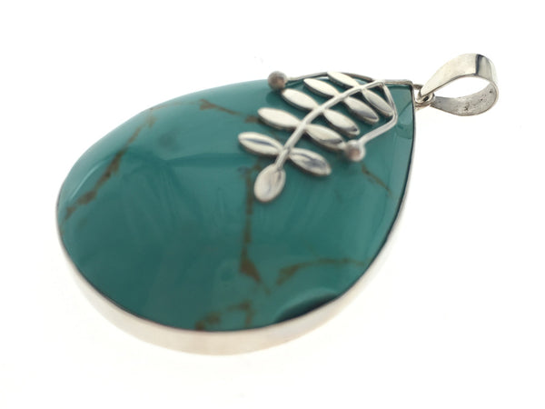 Turquoise Frond .925 Sterling Silver Pendant