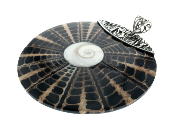 Nautilus Shell Spiral Sterling Silver Pendant