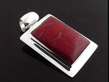 Red Coral Sterling Silver Framed Pendant
