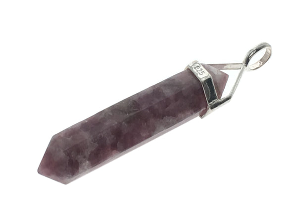 Crystal Lepidolite Double Terminated Point Sterling Silve Pendant