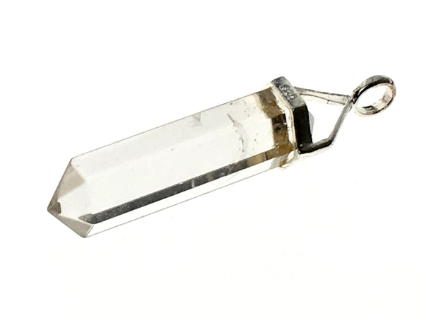 Crystal Clear Quartz Double Terminated Point Sterling Silver Pendant - Essentially Silver Jewelry