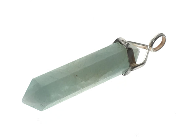 Crystal Aquamarine Double Terminated Point Sterling Silver Pendant