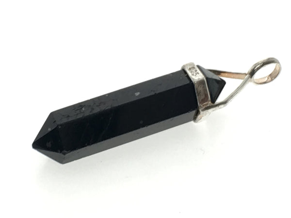 Crystal Black Tourmaline Double Terminated Sterling Silver Pendant