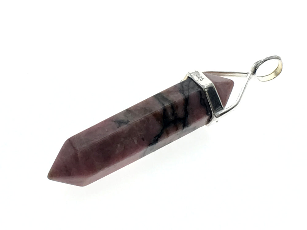 Crystal Rhodonite Double Terminated Sterling Silver Pendant