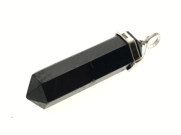 Crystal Black Tourmaline Large Double Terminated Sterling Silver Pendant