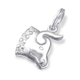 Zodiac Sign Taurus Sterling Silver Charm with Split ring with Cubic Zirconia