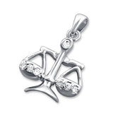 Zodiac Libra Sign Sterling Silver Pendant With Cubic Zirconia