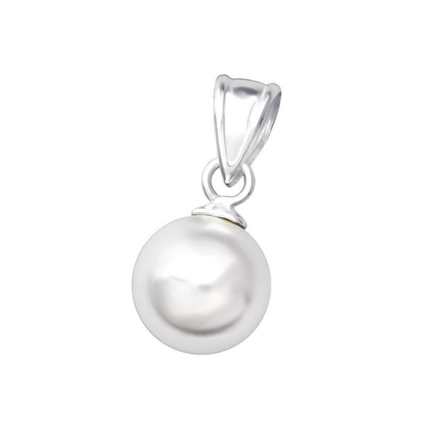 Pearl 8mm Round Sterling Silver Pendant
