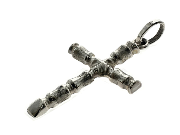 Cross Grooved Sterling Silver Pendant