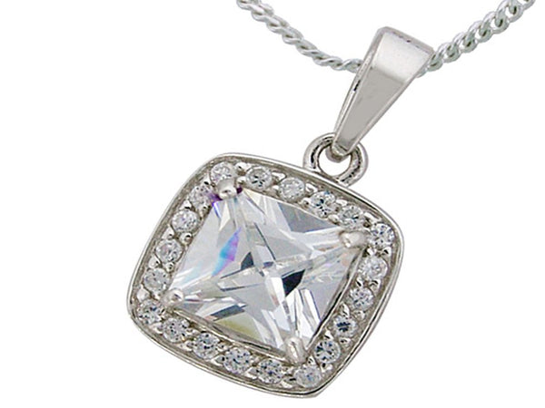 Cubic Zirconia Sterling Silver pendant (chain not included) - Essentially Silver Jewelry