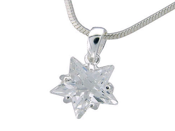 Star Cubic Zirconia Sterling Silver Pendant - Essentially Silver Jewelry