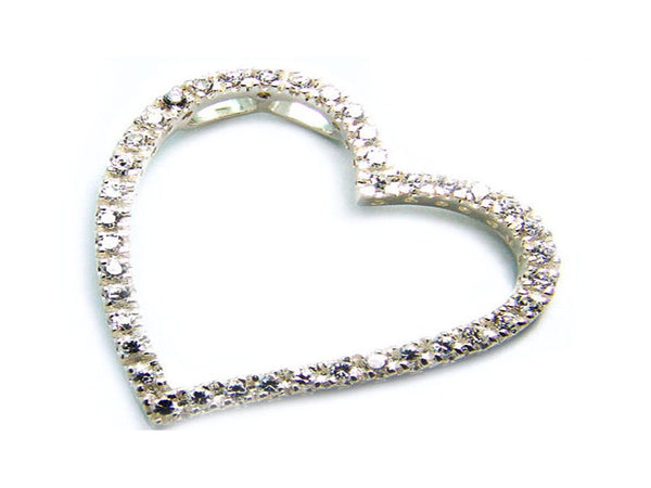 Cubic Zirconia Encrusted Heart .925 sterling silver pendant - Essentially Silver Jewelry