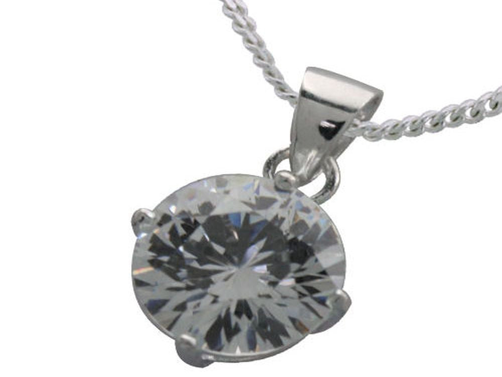 Cubic Zirconia Round .925 Sterling Silver Pendant - Essentially Silver Jewelry