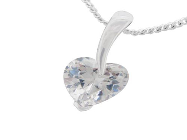 Heart Cubic Zirconia .925 sterling Silver Pendant - Essentially Silver Jewelry