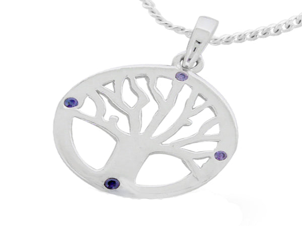 Tree of Life Cubic Zirconia Sterling Silver Pendant - Essentially Silver Jewelry