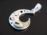 Paua Fish Hook Filagree Sterling Silver Pendant - Essentially Silver Jewelry