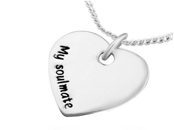 Heart with "My Soulmate" Inscription Sterling Silver Pendant - Essentially Silver Jewelry