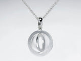 Sterling Silver Round Sand Blasted Ring Engraved Necklace