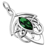 Celtic Sterling Silver Pendant set w Green CZ