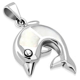 Mother of Pearl Dolphin Silver Pendant