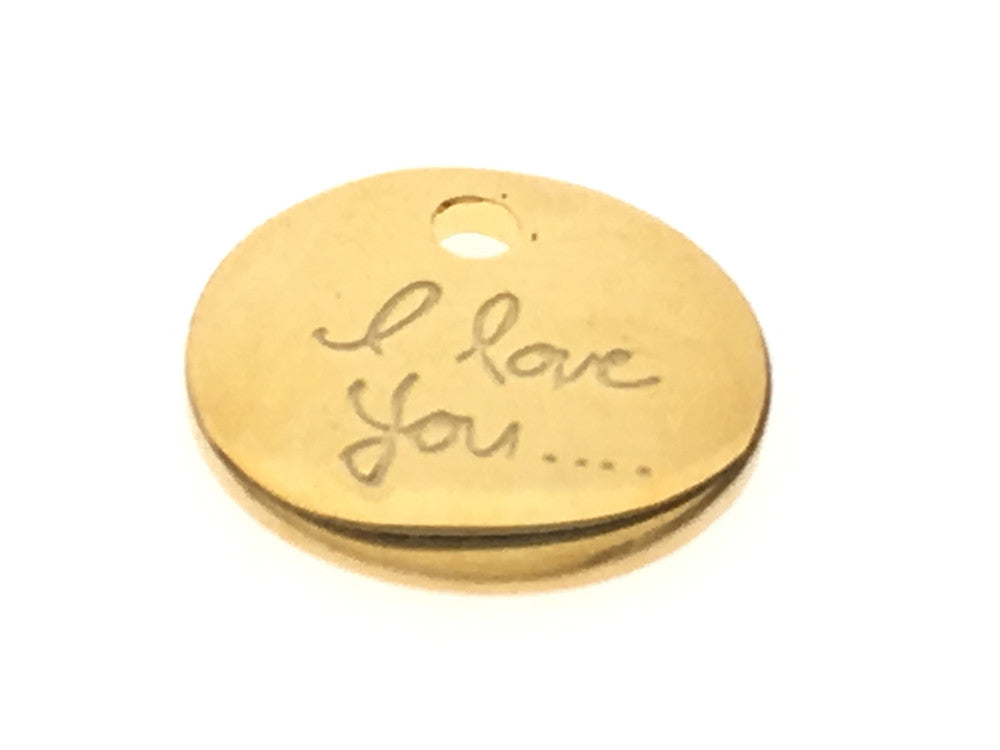 Gold plated 8mm tag with “I love you” inscription Sterling Silver