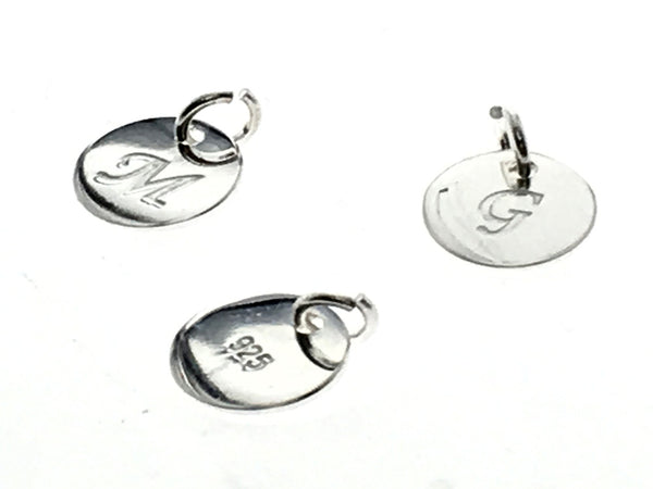 Tag 8mm Sterling Slver engraved with initals A-Z (choose one) - Essentially Silver Jewelry
