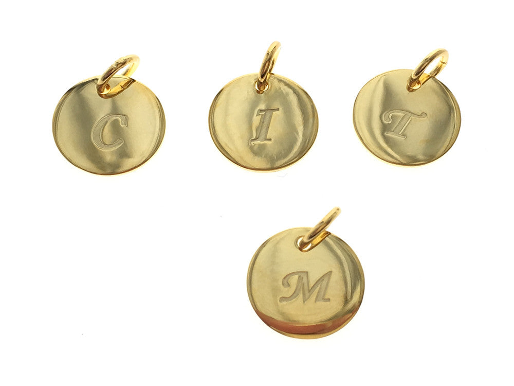Gold plated sterling silver 10mm initals A-Z (choose 1)