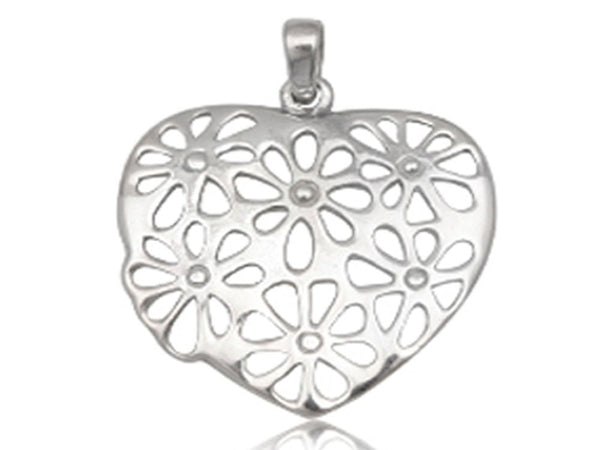Heart Daisy Sterling Silver Pendant - Essentially Silver Jewelry
