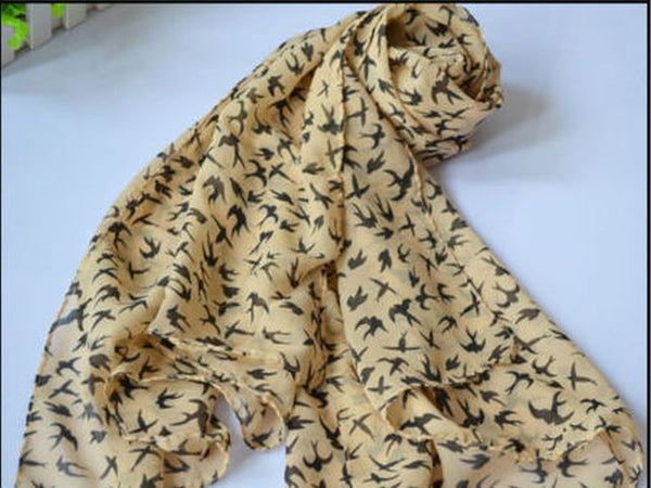 Chiffon Swallow Apricot Scarf - Essentially Silver Jewelry