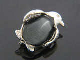 Penguin Catseye .925 Sterling Silver Brooch - Essentially Silver Jewelry