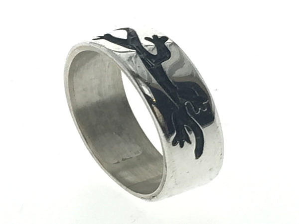 Oxidised Lizard 7mm Sterling Silver Band