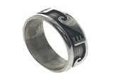 Oxidised Wave Break 8mm Sterling Silver Band - Essentially Silver Jewelry