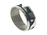 Oxidised Wave 8mm Sterling Silver Band - Essentially Silver Jewelry