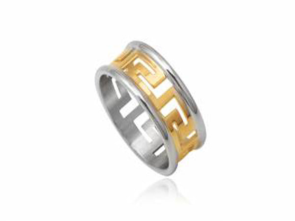 Stainless Steel 10mm Gold Plated Mens Ring