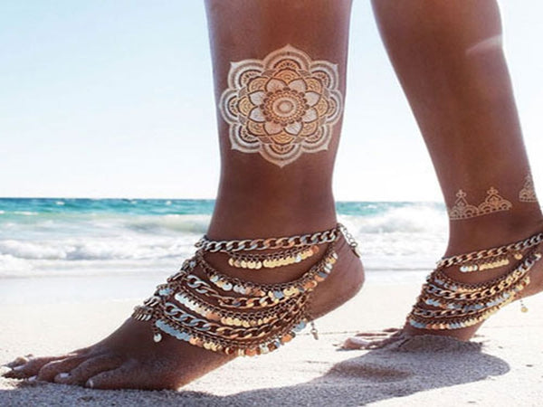 Foot Anklet Indian Gold Style - Essentially Silver Jewelry